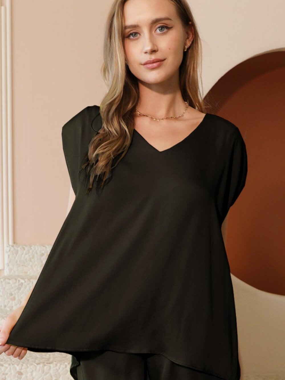 TYCHE The Power Silk Shoulder Top